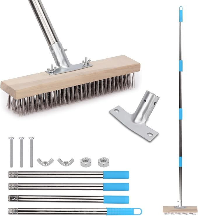 Heavy Duty Wire Broom with 70.8" Telescopic Handle: Stainless Steel Outdoor - Image 8