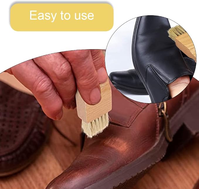 2 Pcs Shoe Polish Applicator Brushes Small Shoe Cleaning Brushes Wooden Handle - Image 5