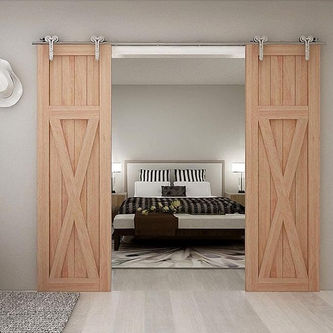 TSMST 5.5FT Sliding Barn Door Hardware Kit, Stainless Steel Heavy Duty Sturdy - Image 2