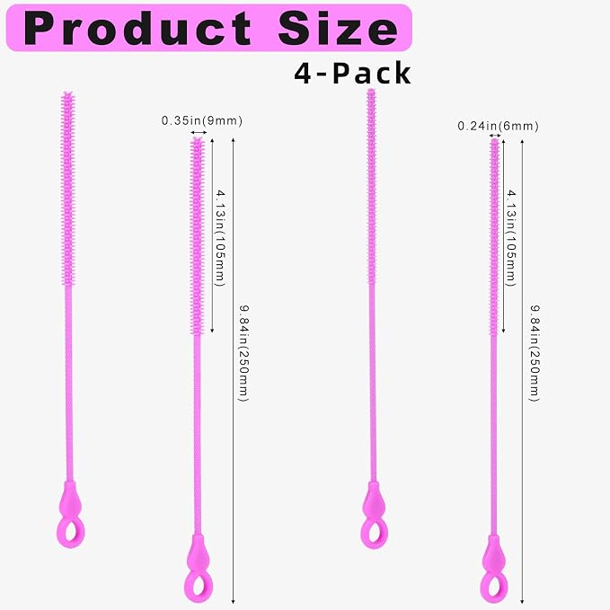 Silicone Straw Cleaner Brush, 4-Piece Reusable Straw Brush Set - Image 6