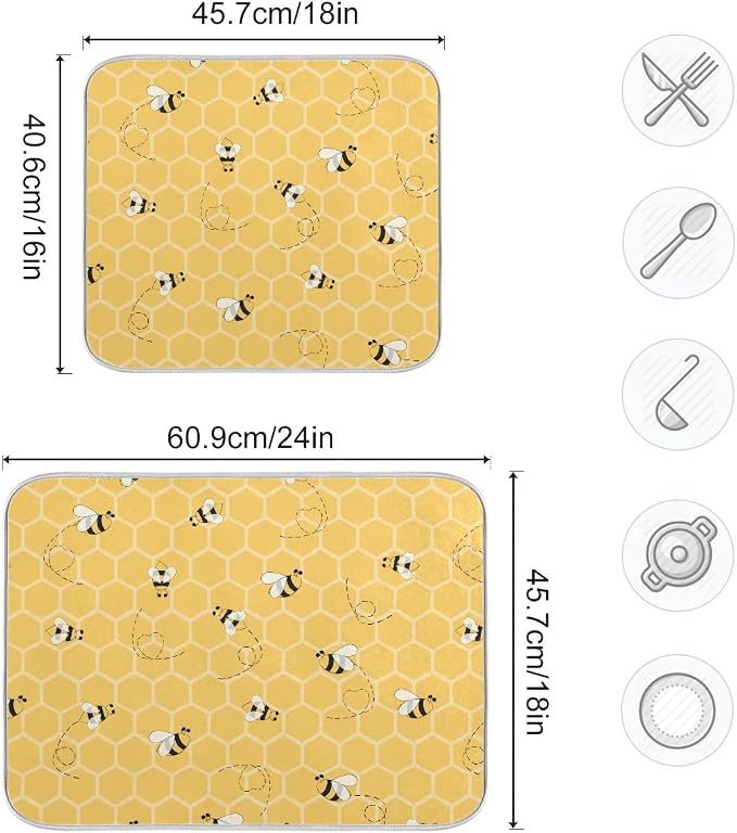 Funny Bees Honey Dish Drying Mat 16x18 - Image 3
