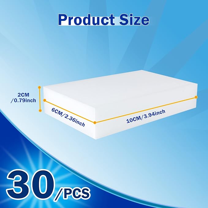 Magic Sponges Cleaning Eraser, 30 Pack Melamine Foam Cleaning Pads, Wall Cleaner - Image 5