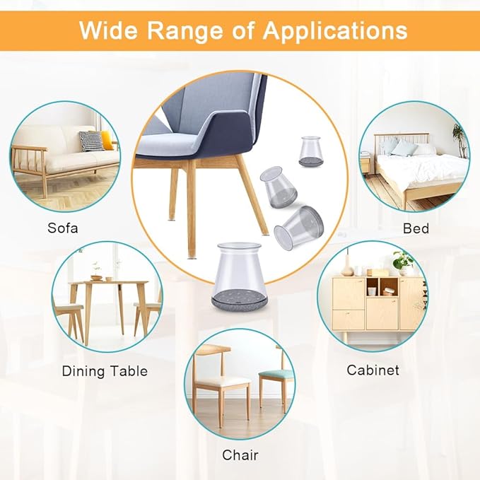 32 Pcs Chair Leg Protectors for Hardwood Floors, Silicone Felt Furniture Leg - Image 5
