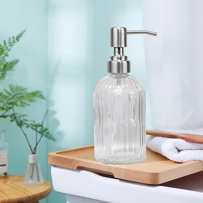 14Oz Clear Soap Dispenser Bathroom, Glass Hand Soap Dispensers - Image 4