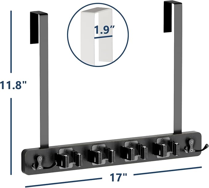 Lorbro Broom Holder Door Mount, Over the Door Broom and Mop Holder - Image 7