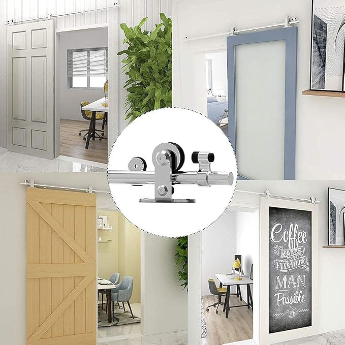 TSMST 6FT Sliding Barn Door Hardware Kit, Top Mount Stainless Steel Heavy Duty - Image 7