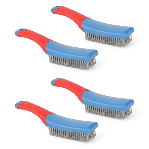 4pcs Small Wire Brushes with Curved Handles, Reinforced Bristle Heavy Duty by lasuroa