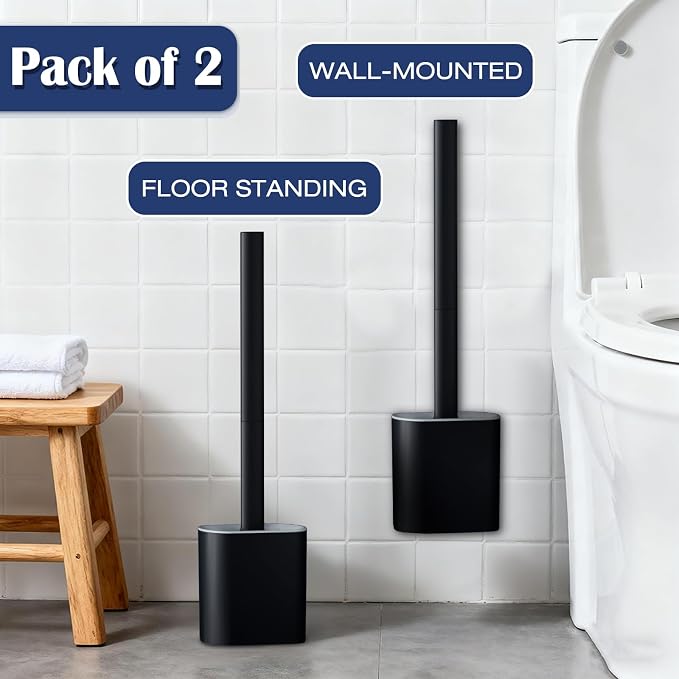 Toilet Brush and Holder Set, Wall Mounted Toilet Bowl Brush Head - Image 6