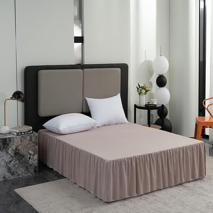 Khaki Bed Skirt Full Size Ruffled Bed Skirt with Split Corners, Full Bed Skirt 18 Inch Drop, Full Size Bed Skirt Khaki for Ruffled Bed Skirt with Split Corners, Bed Skirts Full Size