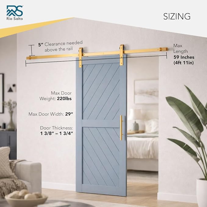 Rio Salto Gold Barn Door Hardware Kit Sliding Door Hardware Modern Barn - Image 2