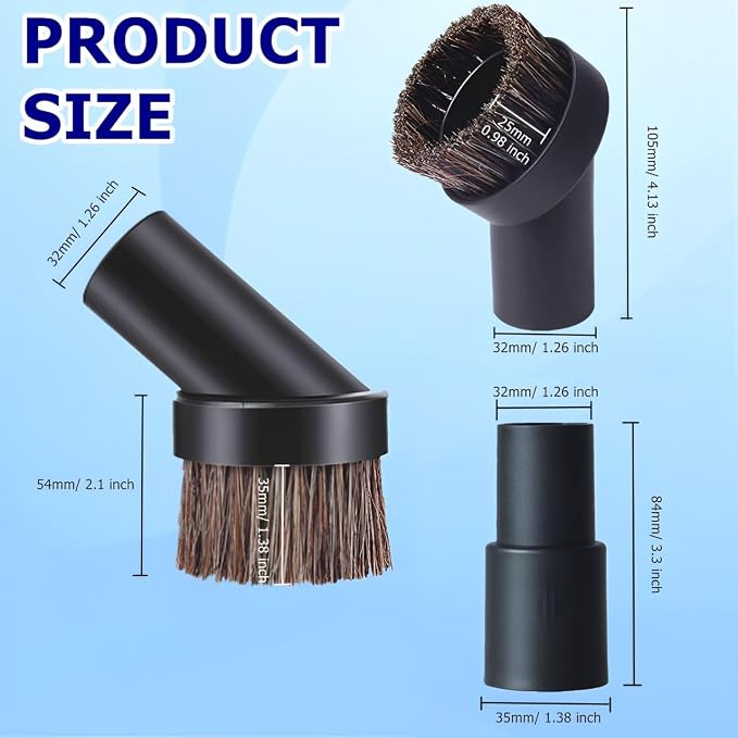 Vacuum Brush Attachment, 25/35mm Horse Hair Brush - Image 5