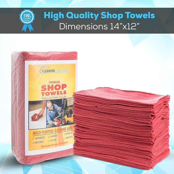 Simpli-Magic Cotton Shop Towels, Commercial Grade, 145 Pack, Size: 14" x 12" - Image 2