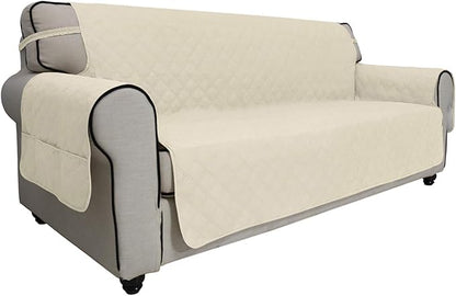 Easy-Going Sofa Slipcover Waterproof Couch Cover for 3 Cushion Couch Sofa Cover Furniture Protector Cover Pets Covers Washable Non-Slip Fabric Pets Kids Children Dog Cat (Sofa, Ivory)