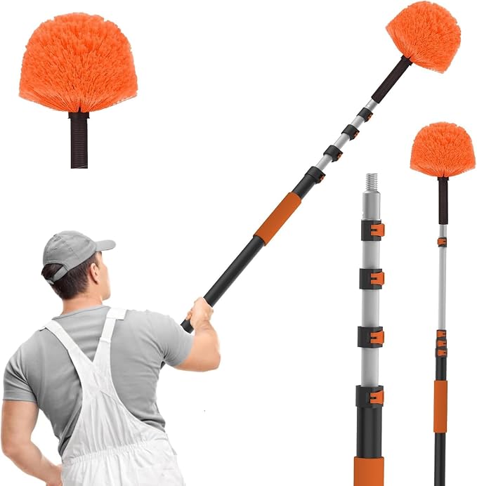 20FT Reach Cobweb Duster with Extension Pole, High Ceiling Long Duster with by Focusonproduct