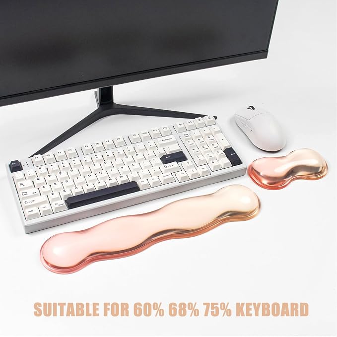 Gel Keyboard and Mouse Wrist Rest Set – Clear Orange Wrist Rest - Image 3