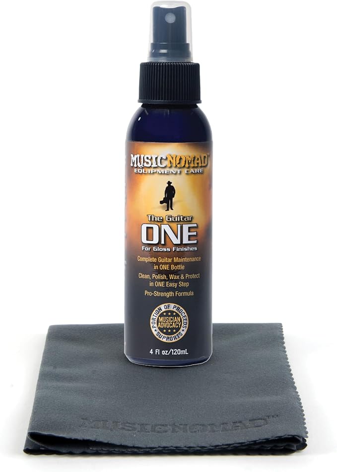 MusicNomad Guitar ONE All-in-1 Cleaner, and Wax and Microfiber Polishing Cloth by MusicNomad