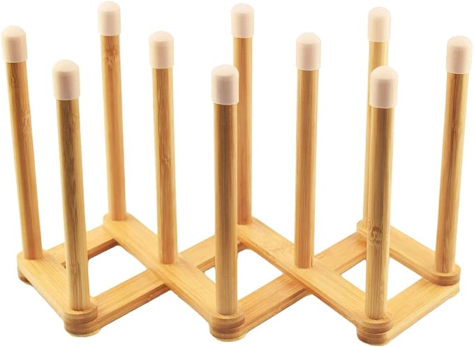 Bamboo Retractable Bottle Drying Rack Cup Dish Drying Racks, Sports Water by Cyauatt