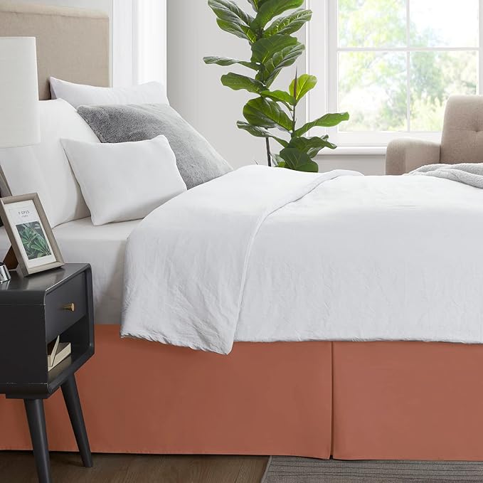 Nestl Rust Bed Skirt King Size - King Bed Skirt 14 Inch Drop - Brushed Microfiber Bed Skirts - Hotel Quality Pleated Bed Skirt - Shrinkage & Fade Resistant