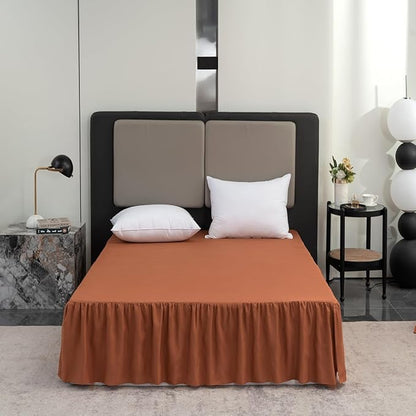 Terracotta Bed Skirt Full Size Ruffled Bed Skirt with Split Corners, Full Bed Skirt 16 Inch Drop, Full Size Bed Skirt Terracotta for Ruffled Bed Skirt with Split Corners, Bed Skirts Full Size