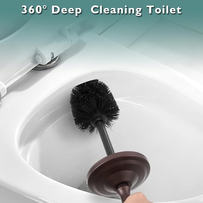 Bronze Toilet Brush and Holder Set, Stainless Steel Toilet Brush - Image 2
