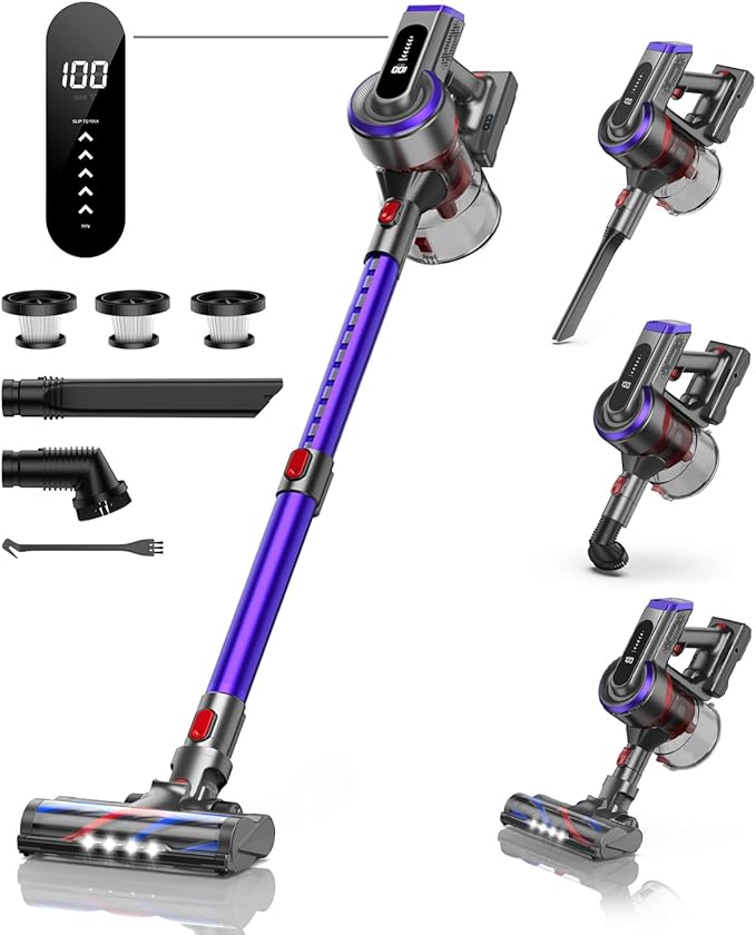 Cordless Vacuum Cleaner, 450W 45Kpa Vacuum Cleaners by INTETURE