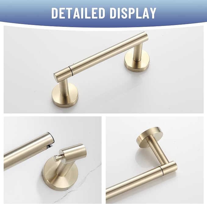 BVL Toilet Paper Holder Brushed Gold Wall Mount Stainless Steel 304 Large Mega - Image 5