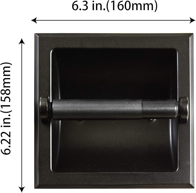 SENTO Recessed Matte Black Toilet Paper Holder, Wall Mounted Heavy Duty Metal - Image 2