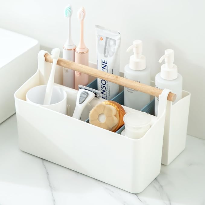 Large Portable Basket with Handle, Plastic Craft Storage Organizer Caddy Tote - Image 4