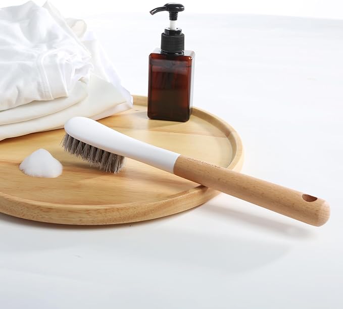 Wood Laundry Brush, OSCIOSS Laundry Stain Brush wth Long Handle and Soft Bristle - Image 7