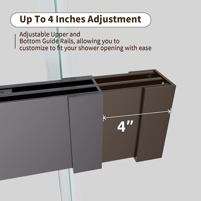 Frameless Shower Door, 44-48" W x 74" H Double Sliding Shower Door - Image 8