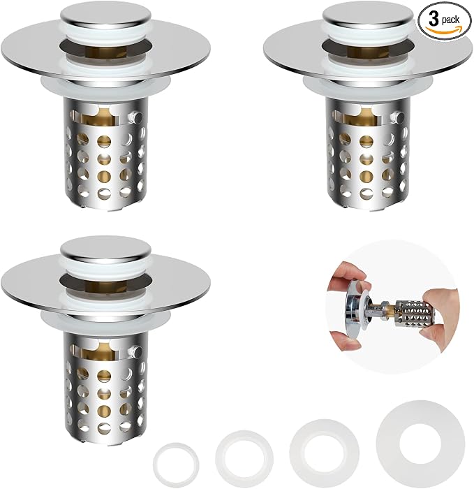 Universal Bathroom Sink Drain Strainer Hair Catcher 3PCS Upgraded by Greatcomfortathome