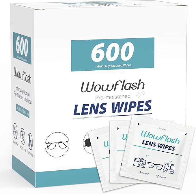 600 Count Lens Wipes for Eyeglasses, Eyeglass Lens Cleaning Wipes Pre-moistened by Wowflash