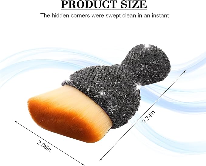 Bling Car Detailing Brush, Crystal Rhinestone Non-Scratch Vehicle Cleaning Dust - Image 2