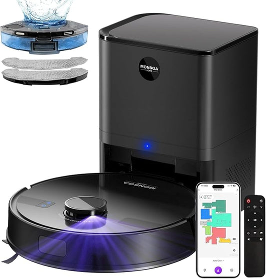 MONSGA Robot Vacuum and Mop Combo, 6000Pa Robotic Vacuum by MONSGA