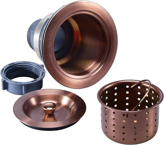 KONE 3/1-2 Inch Sink Drain Assembly Antique Copper Kitchen Sink Drain Kit - Image 2