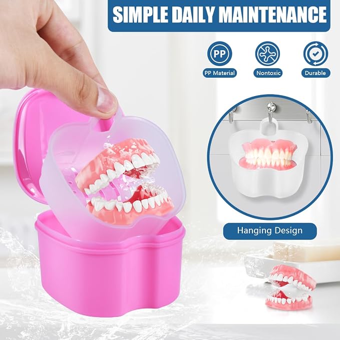 2 Pack Denture Bath Case Cup Box Holder Storage Container - Image 4