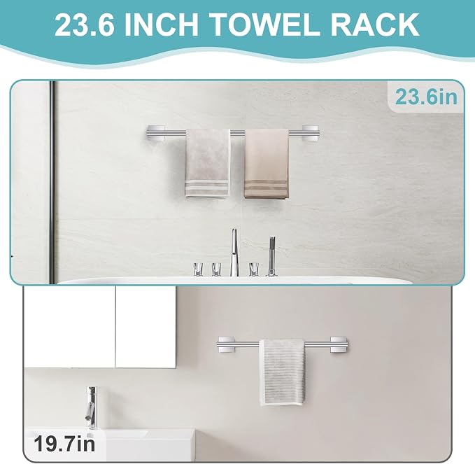 Brushed Nickel Bathroom Hardware Towel Bar Set, 5 Pieces Double Dase Toilet - Image 2