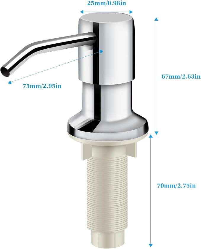 Soap Dispenser for Kitchen Sink and Extension Tube Kit, Stainless Steel - Image 5