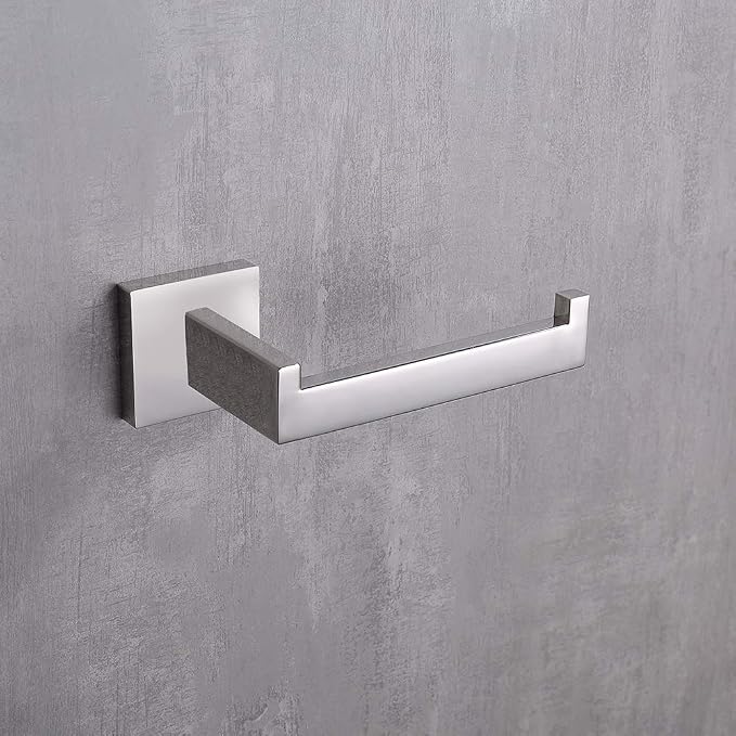 TASTOS Polished Chrome Toilet Paper Holder SUS304 Stainless Steel, Modern - Image 5