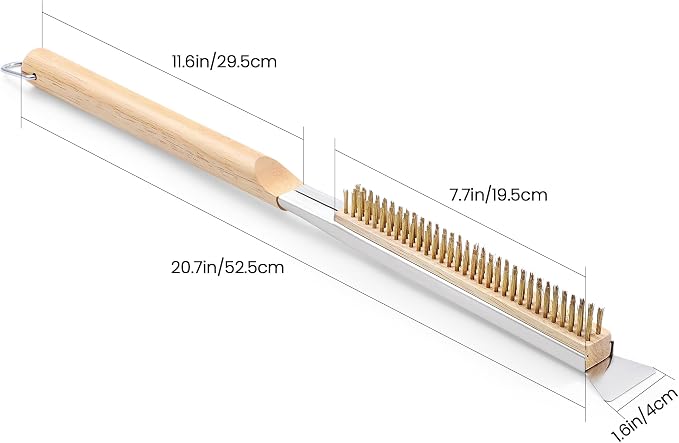21'' Pizza Brush with Stainless Steel Stone Scraper - Image 7