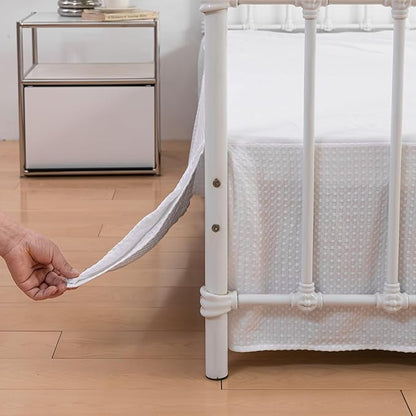 Twin Bed Skirt - Twin Size Bed Skirt 12 Inch Drop with Split Corners, Pleated Waffle Weave Bed Skirt, Tailored Dust Easy Fit, Machine Washable (White, Twin - 12" Drop)