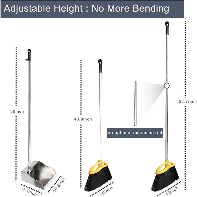 Broom and Stainless Steel Dustpan Set - Image 2