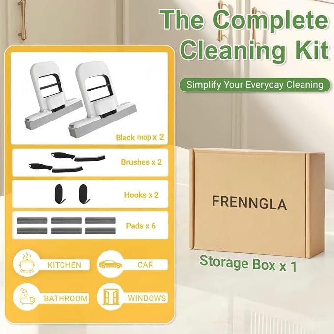 2 Pcs Mini Mop for Small Spaces, Foldable Self-Squeeze Wet and Dry Sponge Mop - Image 8