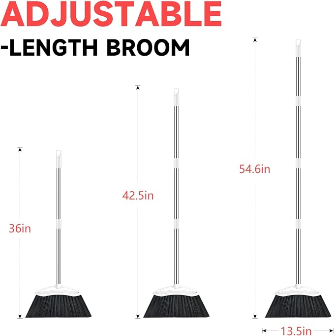 Heavy Duty Broom, 54-inch Adjustable Long Handle Angle Brooms Large Brooms - Image 2