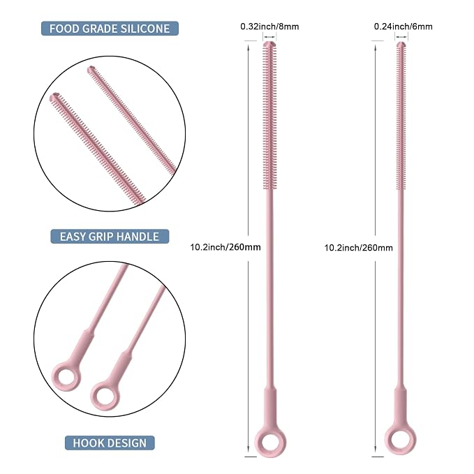 Reusable Silicone Straw Cleaner Brush Set, Flexible&Bendable Design, Dishwasher - Image 4