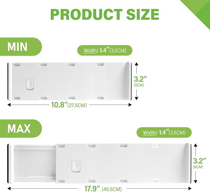 5 Pack Drawer Dividers 3.2" High Slim Organizers Expandable 10.8-17.9" - Image 2