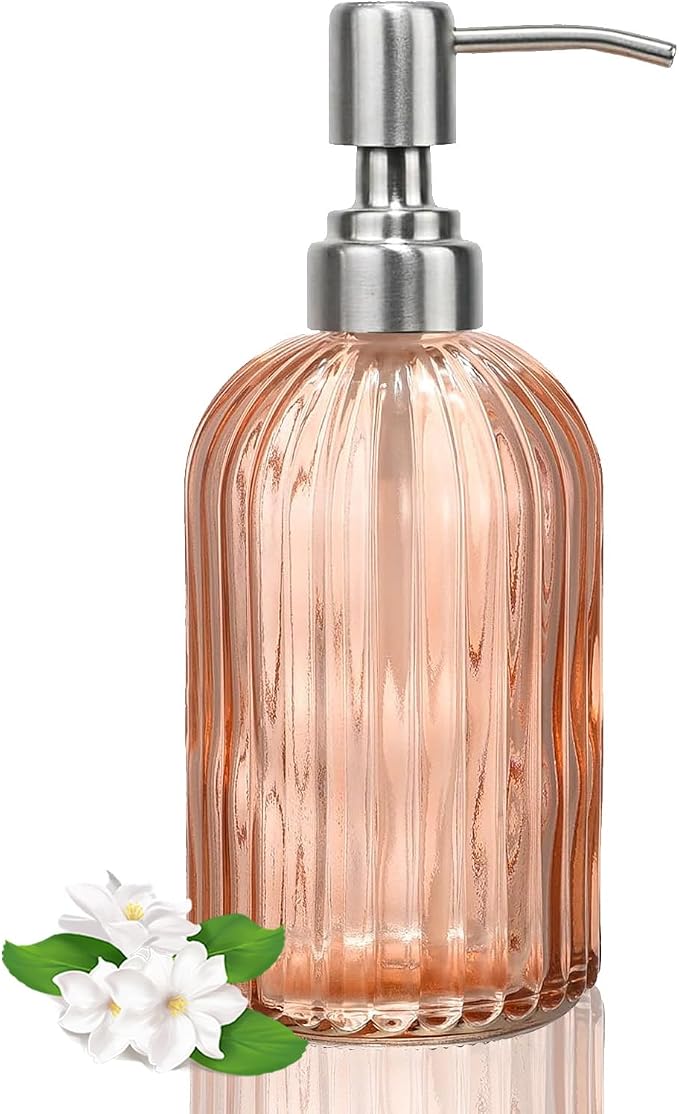 14Oz Amber Soap Dispenser Bathroom, Refillable Dish Soap Dispenser by Unknown