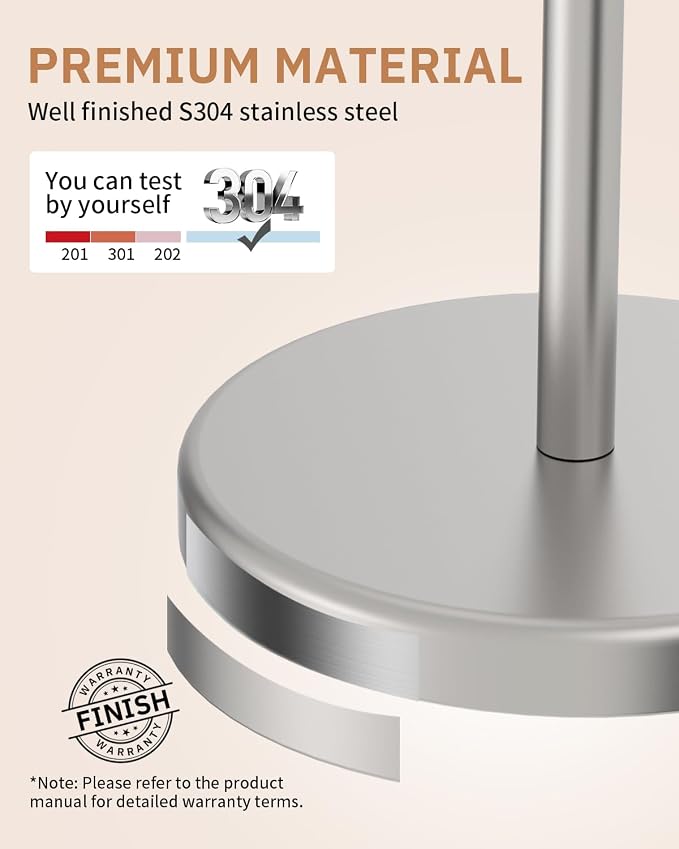BWE Brushed Nickel Toilet Paper Holder Stand SUS304 Stainless Steel Modern - Image 8