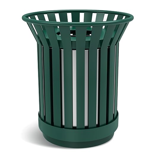 25.2IN Round Large Outdoor Trash Can, Heavy Duty Metal Slatted Garbage Can by Gaonala