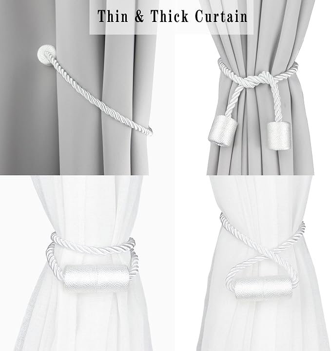 6 Pack White Strong Magnetic Curtain Tiebacks Outdoor Elegant Decorative Tie - Image 5